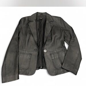 New York & Company Black Leather Blazer